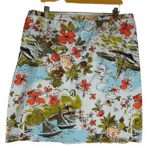 Casual Corner Women's size 1X Floral Sailboat water A-line Mini Skirt
